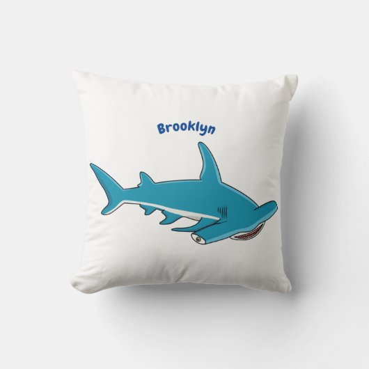 Hammerhead shark cartoon illustration  クッション (正面)