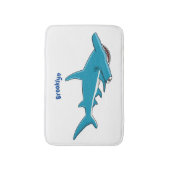 Hammerhead shark cartoon illustration  バスマット (正面縦)