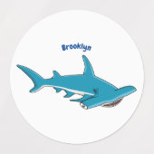Hammerhead shark cartoon illustration ラベル (デザイン1)