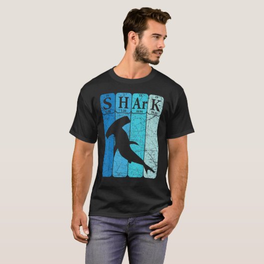 Hammerhead Shark Periodic Table Elements Retro Sha Tシャツ (正面フル)