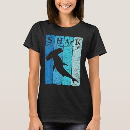 Hammerhead Shark Periodic Table Elements Retro Sha Tシャツ (正面)
