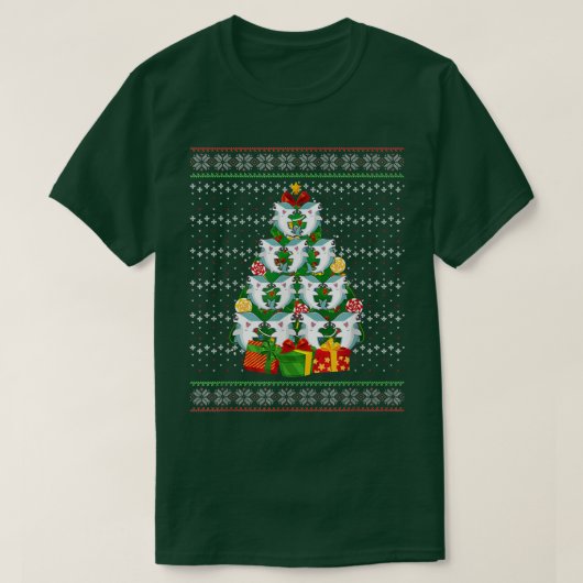 Hammerhead Shark Xmas Lighting Tree Shark Ugly Chr Tシャツ (デザイン正面)
