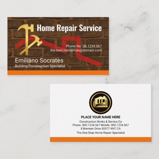 Hammers On Brick Wall Building 名刺 (正面/裏面)