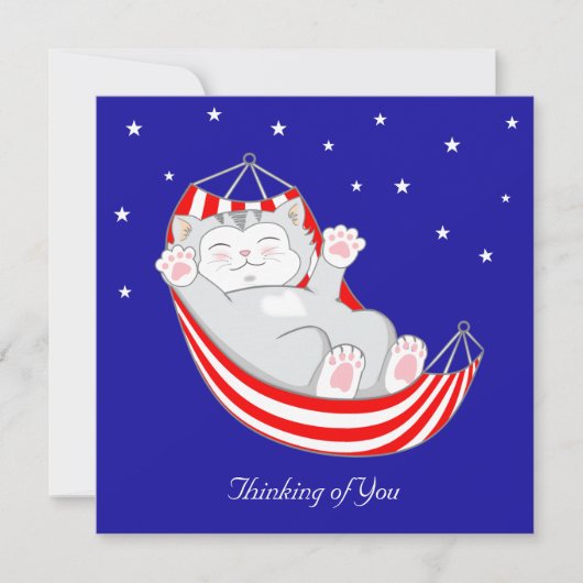 Hammock C考えのハートを持つキティ猫 カード (正面)