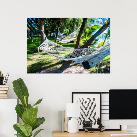 Hammock on the beach, Fiji ポスター (ホームオフィス)