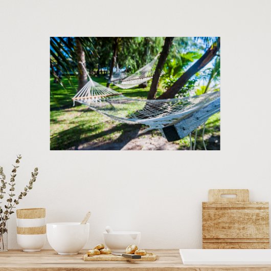 Hammock on the beach, Fiji ポスター (キッチン)