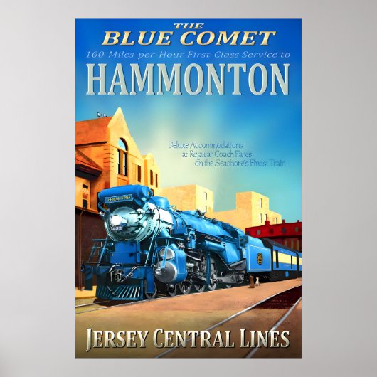 Hammonton New Jersey Central Railroad Blue Comet ポスター (正面)
