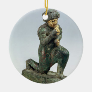 、Hammurabi sacreの前に祈っているバビロンの王 セラミックオーナメント