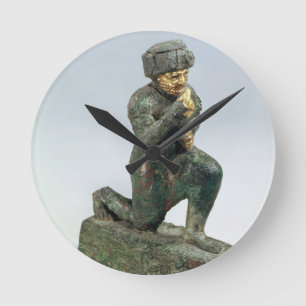 、Hammurabi sacreの前に祈っているバビロンの王 ラウンド壁時計