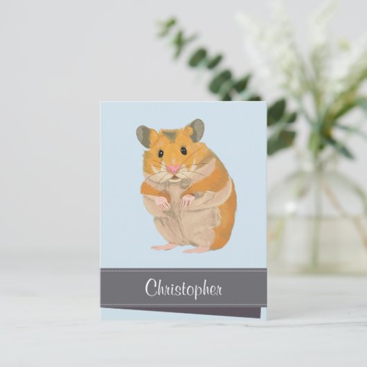 Hammyクリスマスのハムスターのクリスマス シーズンポストカード (スタンド正面)