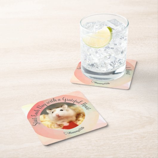 HammyVille – かわいいハムスター毎日スタート感謝 スクエアペーパーコースター (インサイチュ)