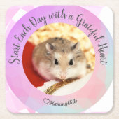 HammyVille – かわいいハムスター毎日スタート感謝 スクエアペーパーコースター (正面)