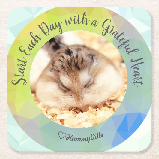 HammyVille – かわいいハムスター毎日スタート感謝 スクエアペーパーコースター (正面)