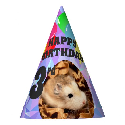 Hammyville – かわいいハムスター紫色の宝石 パーティーハット (正面)