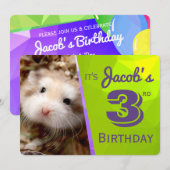 HammyVille – かわいいハムスター誕生日招待状カード 招待状 (正面/裏面)