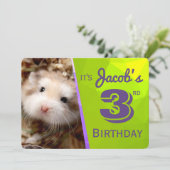 HammyVille – かわいいハムスター誕生日招待状カード 招待状 (スタンド正面)