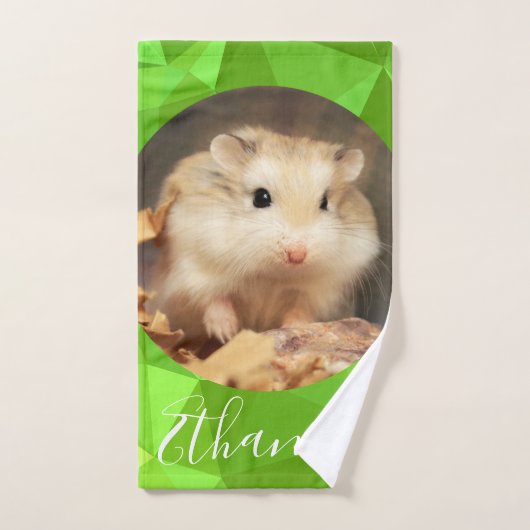 HammyVille – かわいいロボハムスターカスタマイズの名前 バスタオルセット (ハンドタオル)