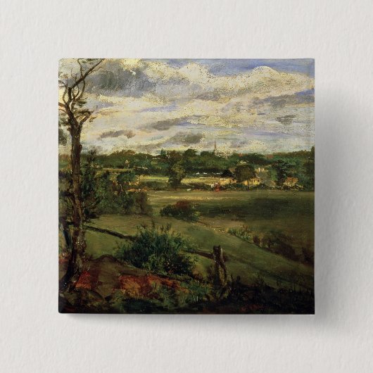 HampsteadのヒースからのHighgate、c.1834の眺め 缶バッジ (正面)