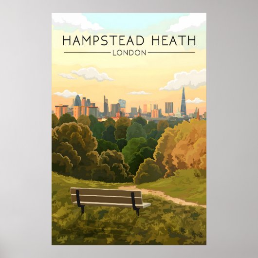 Hampstead Heath London Skyline Travel Poster ポスター (正面)