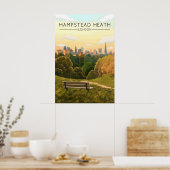 Hampstead Heath London Skyline Travel Poster ポスター (キッチン)