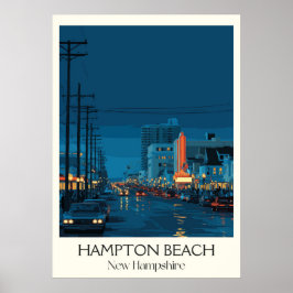Hampton Beach New Hampshire Night ポスター
