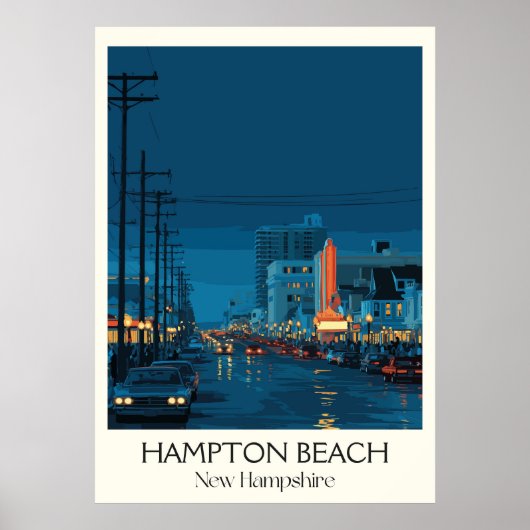 Hampton Beach New Hampshire Night ポスター (正面)