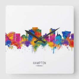 Hampton Virginia Skyline スクエア壁時計
