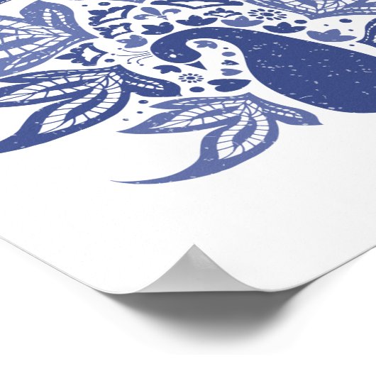 Hamptons Blue Peacock Contemporary Art ポスター (角)