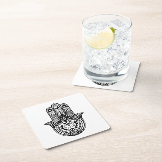 Hamsaの刺激を受けたな記号 スクエアペーパーコースター (インサイチュ)