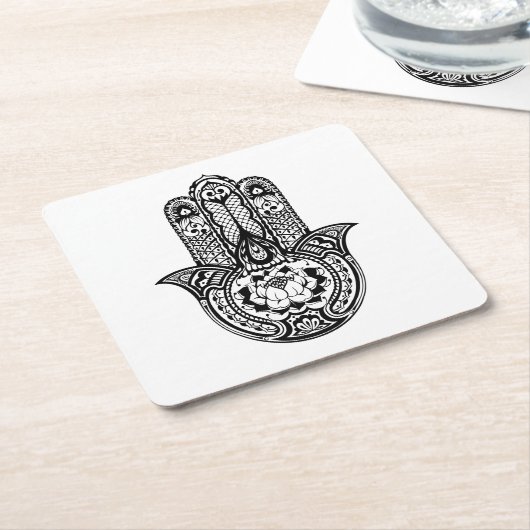 Hamsaの刺激を受けたな記号 スクエアペーパーコースター (アングル)