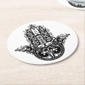 Hamsaの装飾的なデザイン ラウンドペーパーコースター (アングル)