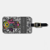 Hamsaカラフルな手描きの手花のスケッチ ラゲッジタグ (正面横)