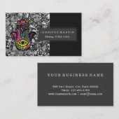 Hamsaカラフルな手描きの手花のスケッチ 名刺 (正面/裏面)