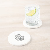 Hamsaシンプルな手描きの花の手 コースター (側面)