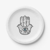 Hamsaシンプルな手描きの花の手 ペーパープレート (正面)