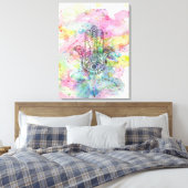 HAMSAハンドシンボルカラフル水色 キャンバスプリント (インサイチュ (寝室))