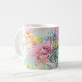 HAMSAハンドシンボルカラフル水色 コーヒーマグカップ (正面左)