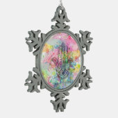 HAMSAハンドシンボルカラフル水色 スノーフレークピューターオーナメント (左)