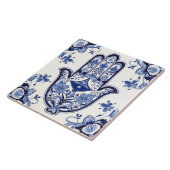 Hamsaハンドシンボル – ファティマの青と白の手 タイル (側面)