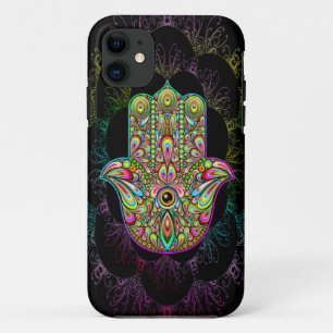 Hamsa手のサイケデリックな芸術 iPhone 11 ケース