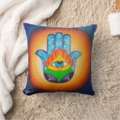 Hamsa手のファインアート クッション (ブランケット)