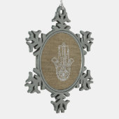 HAMSA手のファティマ記号アミュレット スノーフレークピューターオーナメント (左)