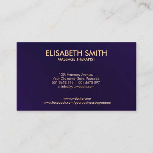 Hamsa手エレガント形エネルギースパイラル 名刺 (裏面)