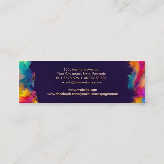 Hamsa手カラフル形エネルギースパイラル スキニー名刺 (裏面)