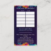 Hamsa手カラフル形エネルギースパイラル 名刺 (裏面)