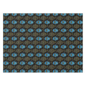 Hamsa手パターン-金ゴールドおよび青いガラス テーブルクロス (正面(横))