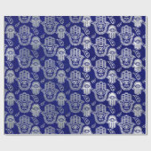 Hamsa手パターン- lapisのlazの真珠そして銀 ラッピングペーパー (フラット)