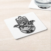 Hamsa手Zendoodle スクエアペーパーコースター (アングル)