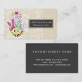 Hamsa芸術的な手描きの手花のスケッチ 名刺 (正面/裏面)