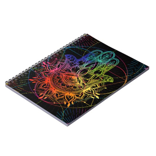 hamsa華美:手描きのネオン模様。 ノートブック (左側)